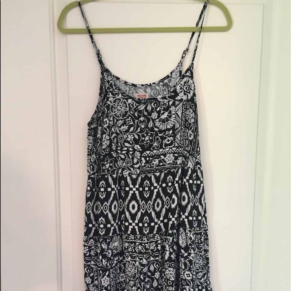 TROPICAL BLACK AND WHITE PRINT DRESS